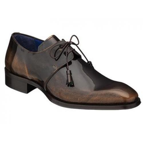 Mezlan "PICO" Brown Artisan Plain Toe Oxford Italian Calfskin Shoes